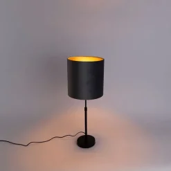 Moderne tafellamp zwart stoffen kap grijs 25 cm verstelbaar - Parte