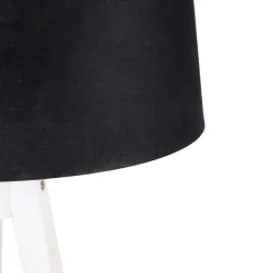 Moderne tripod wit met linnen kap zwart 45 cm - Tripod Classic