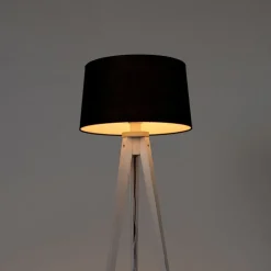 Moderne tripod wit met linnen kap zwart 45 cm - Tripod Classic