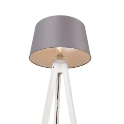 Moderne tripod wit met linnen kap donkergrijs 45 cm - Tripod Classic