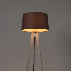 Moderne tripod wit met linnen kap donkergrijs 45 cm - Tripod Classic