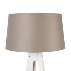 Moderne tripod wit met linnen kap taupe 45 cm - Tripod Classic