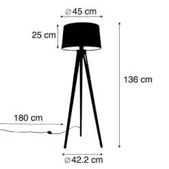 Moderne tripod wit met linnen kap taupe 45 cm - Tripod Classic