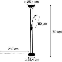 Moderne vloerlamp brons met leeslamp incl. LED dim to warm - Diva