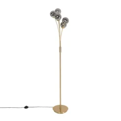 Moderne vloerlamp goud 5-lichts met smoke glas - Athens