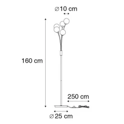 Moderne vloerlamp goud 5-lichts met smoke glas - Athens