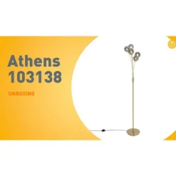 Moderne vloerlamp goud 5-lichts met smoke glas - Athens