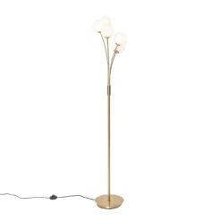 Moderne vloerlamp goud met opaal glas 5-lichts- Athens