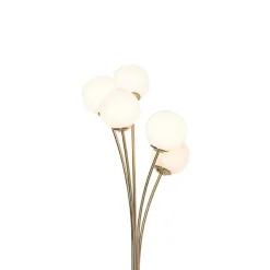 Moderne vloerlamp goud met opaal glas 5-lichts- Athens