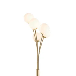Moderne vloerlamp goud met opaal glas 5-lichts- Athens