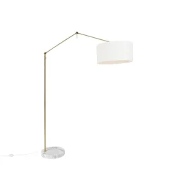 Moderne vloerlamp goud met kap wit 50 cm verstelbaar - Editor