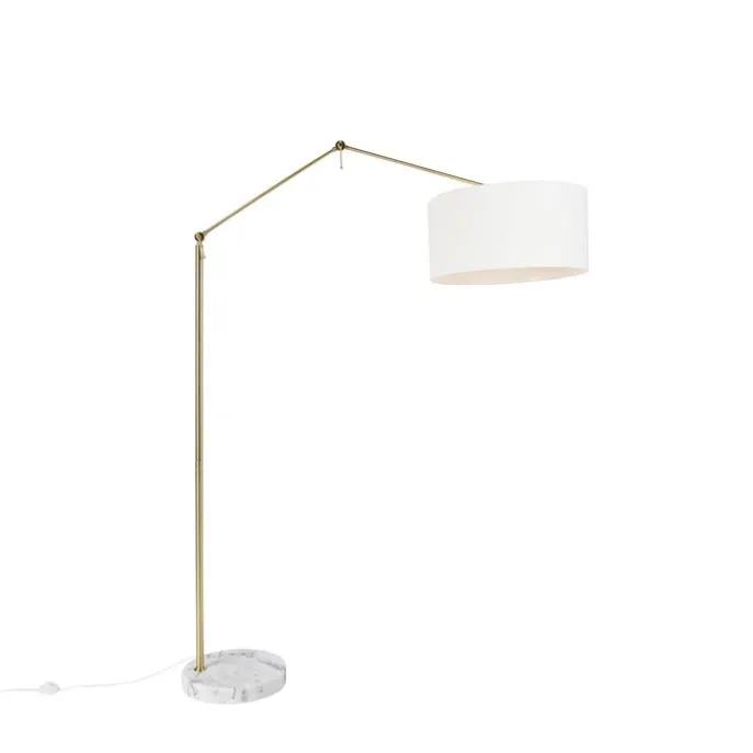 Moderne vloerlamp goud met kap wit 50 cm verstelbaar - Editor