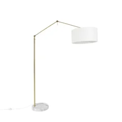 Moderne vloerlamp goud met kap wit 50 cm verstelbaar - Editor