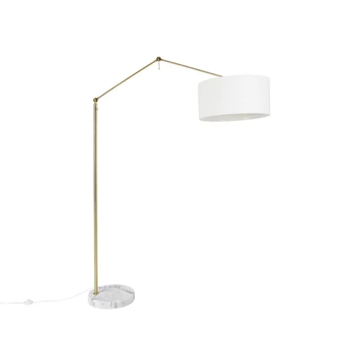 Moderne vloerlamp goud met kap wit 50 cm verstelbaar - Editor