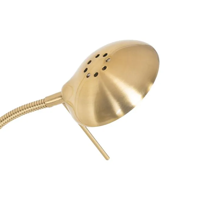 Moderne vloerlamp goud met leesarm incl. LED en dimmer - Divo