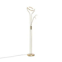 Moderne vloerlamp goud met leesarm incl. LED en dimmer - Divo