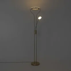 Moderne vloerlamp goud met leesarm incl. LED en dimmer - Divo