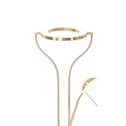 Moderne vloerlamp goud met leesarm incl. LED en dimmer - Divo