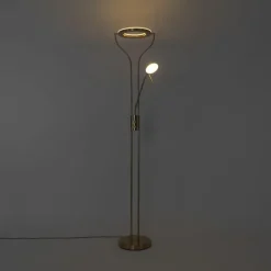 Moderne vloerlamp goud met leesarm incl. LED en dimmer - Divo