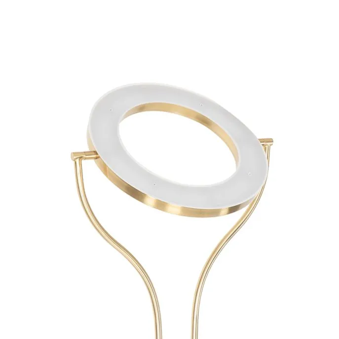 Moderne vloerlamp goud met leesarm incl. LED en dimmer - Divo