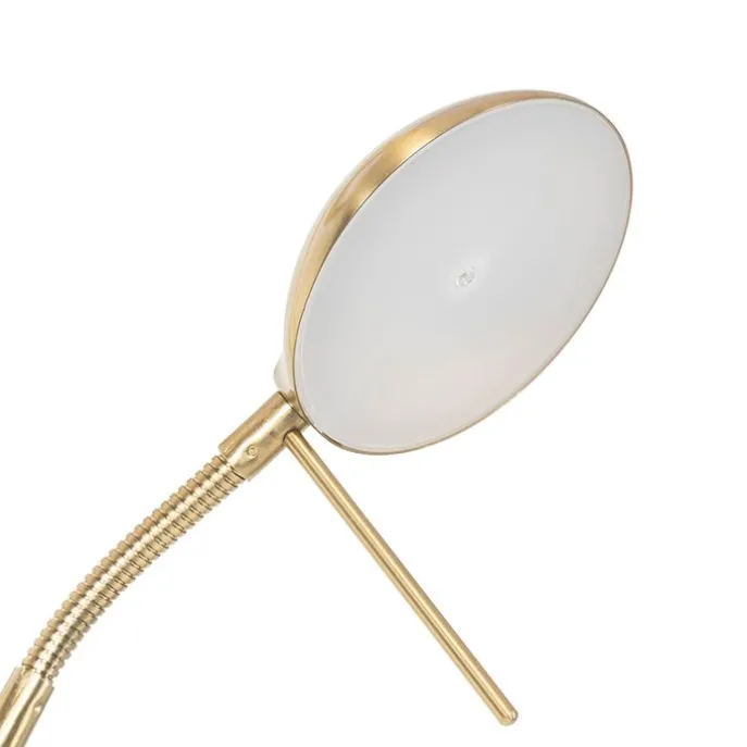 Moderne vloerlamp goud met leesarm incl. LED en dimmer - Divo