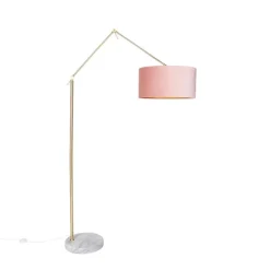 Moderne vloerlamp goud velours kap roze 50 cm - Editor