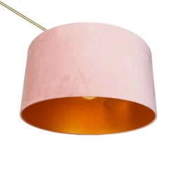 Moderne vloerlamp goud velours kap roze 50 cm - Editor