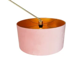 Moderne vloerlamp goud velours kap roze 50 cm - Editor