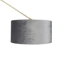 Moderne vloerlamp goud velours kap grijs 50 cm - Editor