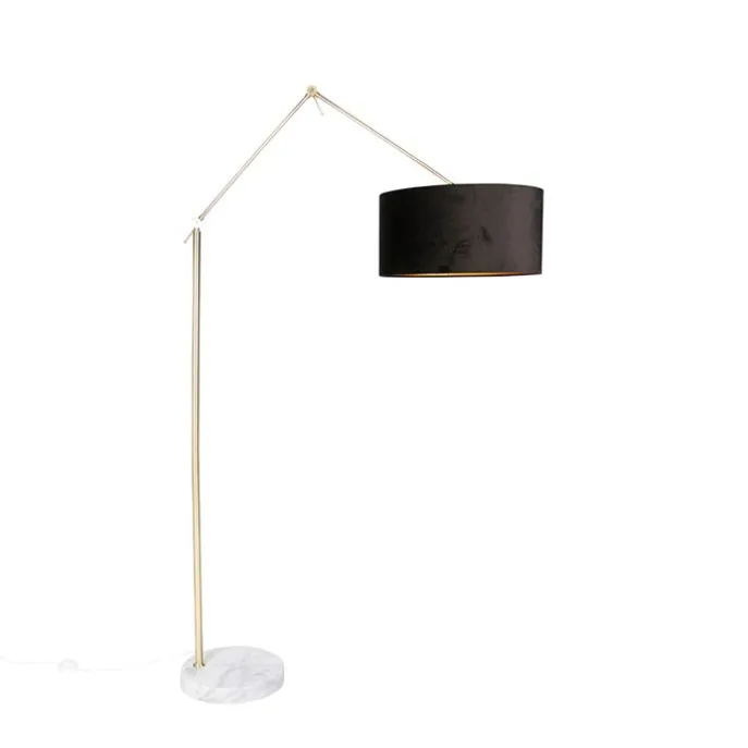 Moderne vloerlamp goud velours kap zwart 50 cm - Editor