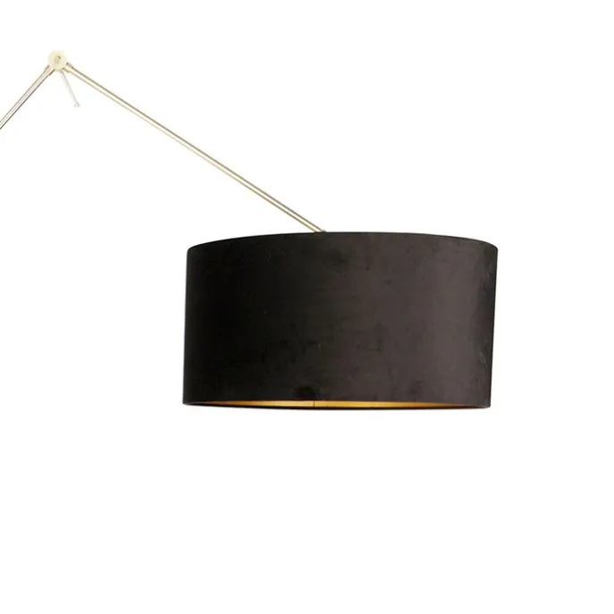Moderne vloerlamp goud velours kap zwart 50 cm - Editor