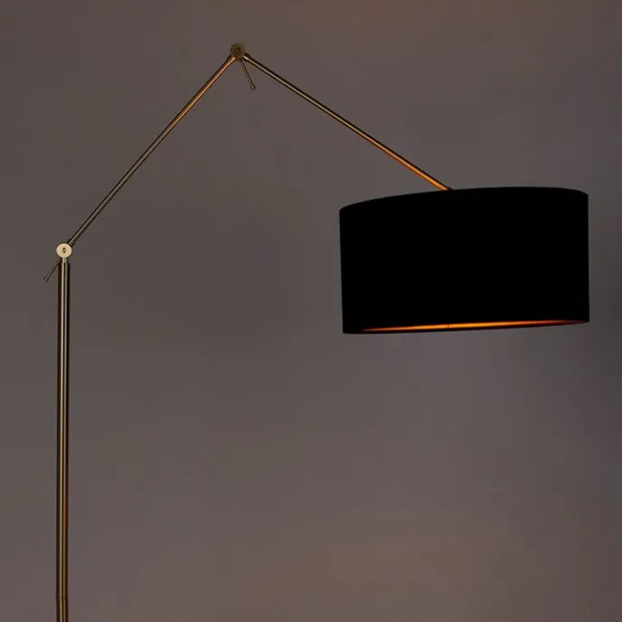 Moderne vloerlamp goud velours kap zwart 50 cm - Editor