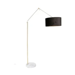 Moderne vloerlamp goud velours kap zwart 50 cm - Editor