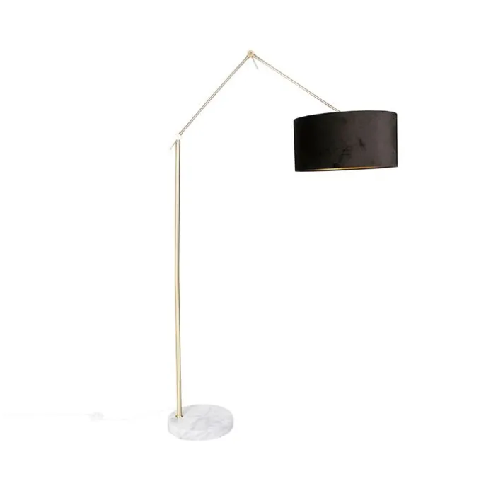 Moderne vloerlamp goud velours kap zwart 50 cm - Editor