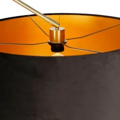 Moderne vloerlamp goud velours kap zwart 50 cm - Editor