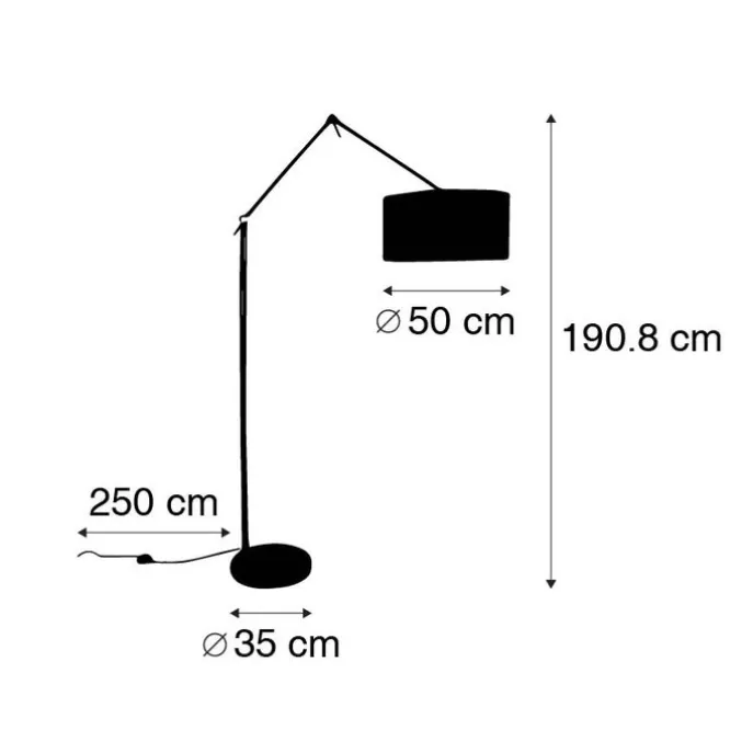 Moderne vloerlamp goud velours kap zwart 50 cm - Editor