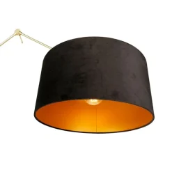 Moderne vloerlamp goud velours kap zwart 50 cm - Editor