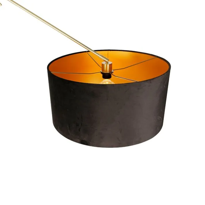 Moderne vloerlamp goud velours kap zwart 50 cm - Editor