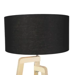 Moderne vloerlamp hout met zwarte kap 45 cm - Puros