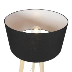 Moderne vloerlamp hout met zwarte kap 45 cm - Puros