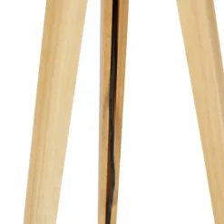 Moderne vloerlamp hout stoffen kap pauw 50 cm - Tripod Classic