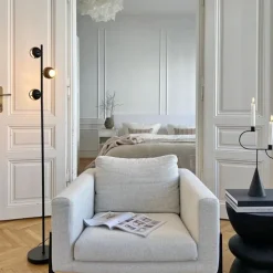 Moderne vloerlamp 3-lichts zwart met gouden binnenkant - Buell Deluxe