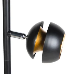 Moderne vloerlamp 3-lichts zwart met gouden binnenkant - Buell Deluxe