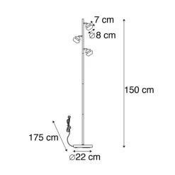 Moderne vloerlamp 3-lichts zwart met gouden binnenkant - Buell Deluxe