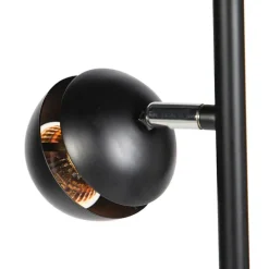 Moderne vloerlamp 3-lichts zwart met gouden binnenkant - Buell Deluxe