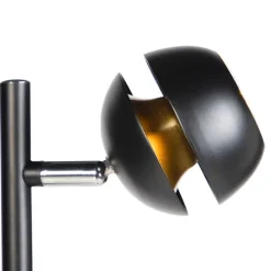 Moderne vloerlamp 3-lichts zwart met gouden binnenkant - Buell Deluxe