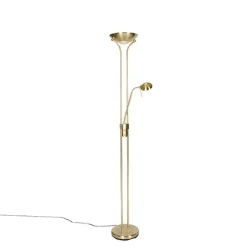 Moderne vloerlamp messing met leeslamp incl. LED dim to warm - Diva