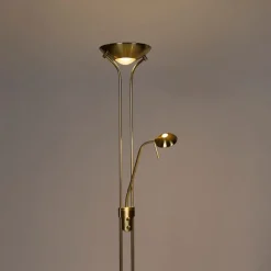 Moderne vloerlamp messing met leeslamp incl. LED dim to warm - Diva