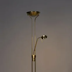 Moderne vloerlamp messing met leeslamp incl. LED dim to warm - Diva