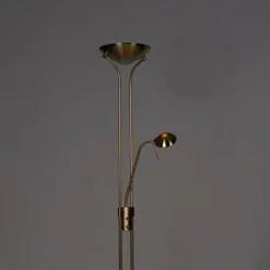 Moderne vloerlamp messing met leeslamp incl. LED dim to warm - Diva
